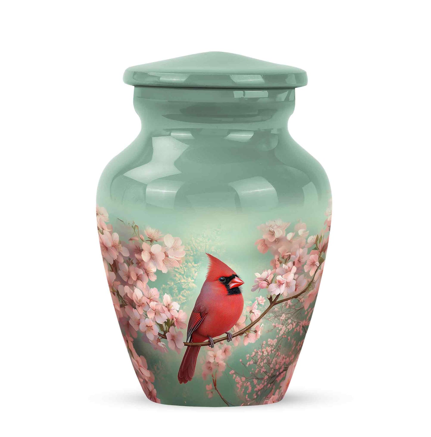Green Cardinal Cremation Urns - Glorious Keepsake 10-inch, 200 cu in - Yatskia