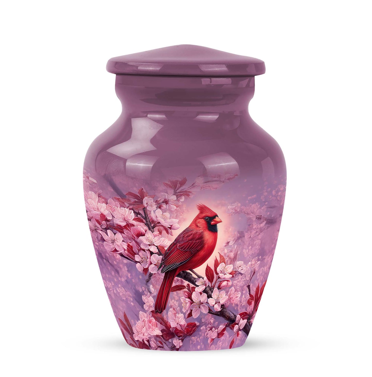 Personalized Pink Cherished Cardinal Cremation Urns for Human Ashes - 10-inch, 200 cu in - Yatskia