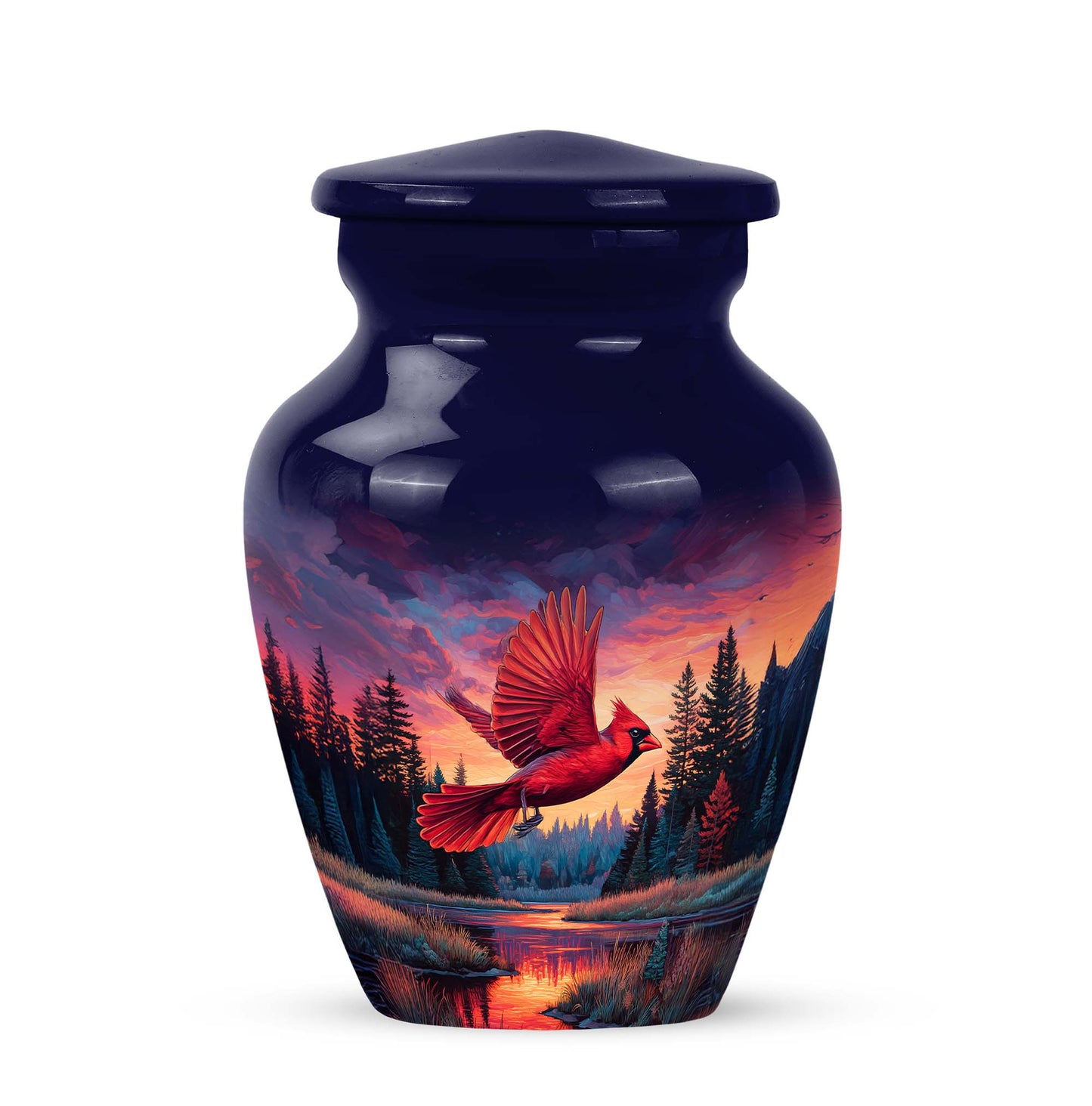 Personalized Blue Cardinal Cremation Urns for Ashes - Peaceful 10-inch - Yatskia