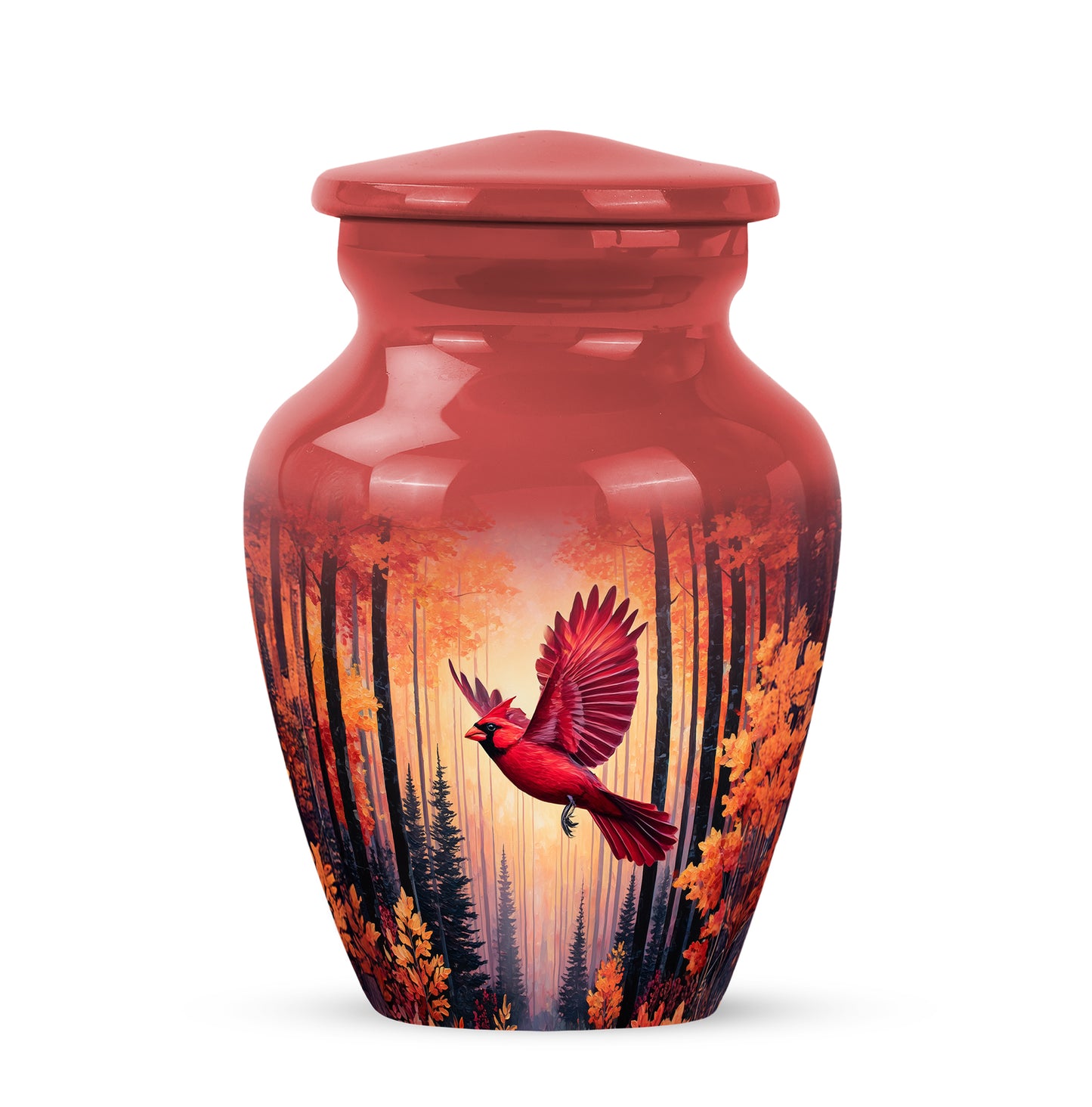 Personalized Cardinal Cremation Urns - Wondrous Red 10-inch, 200 cu in - Yatskia