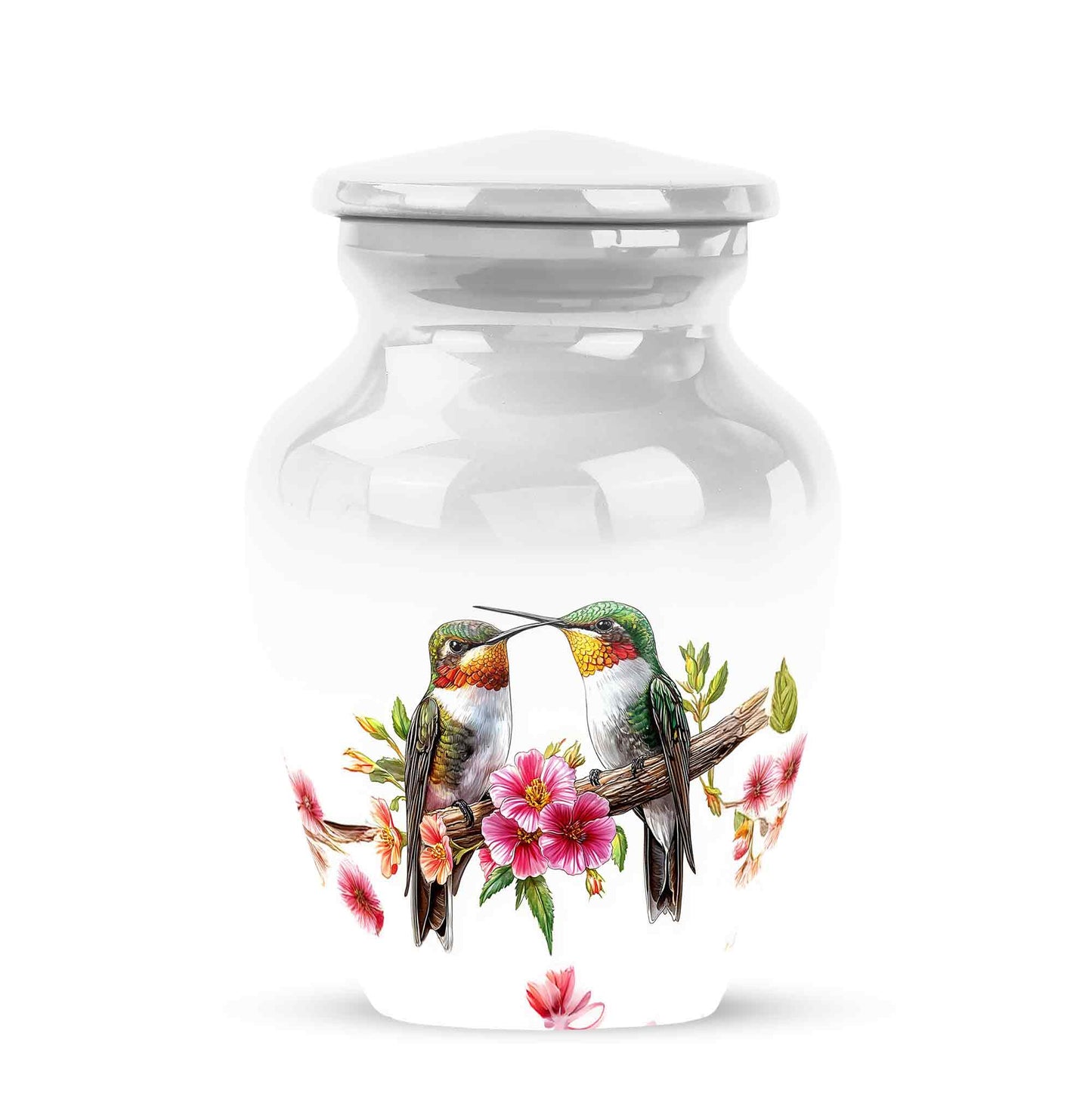 Personalized Silver Heavenly Hummingbird Cremation Urns for Human Ashes - 10-inch, 200 cu in - Yatskia