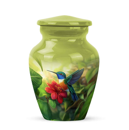 Personalized Hummingbird Cremation Urns - Tranquil Yellow 10-inch, 200 cu in - Yatskia