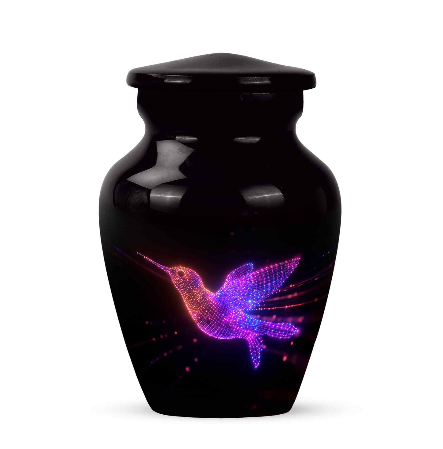 Black Serene Hummingbird Memorial Urn for Ashes - 10-inch, 200 cu in - Yatskia