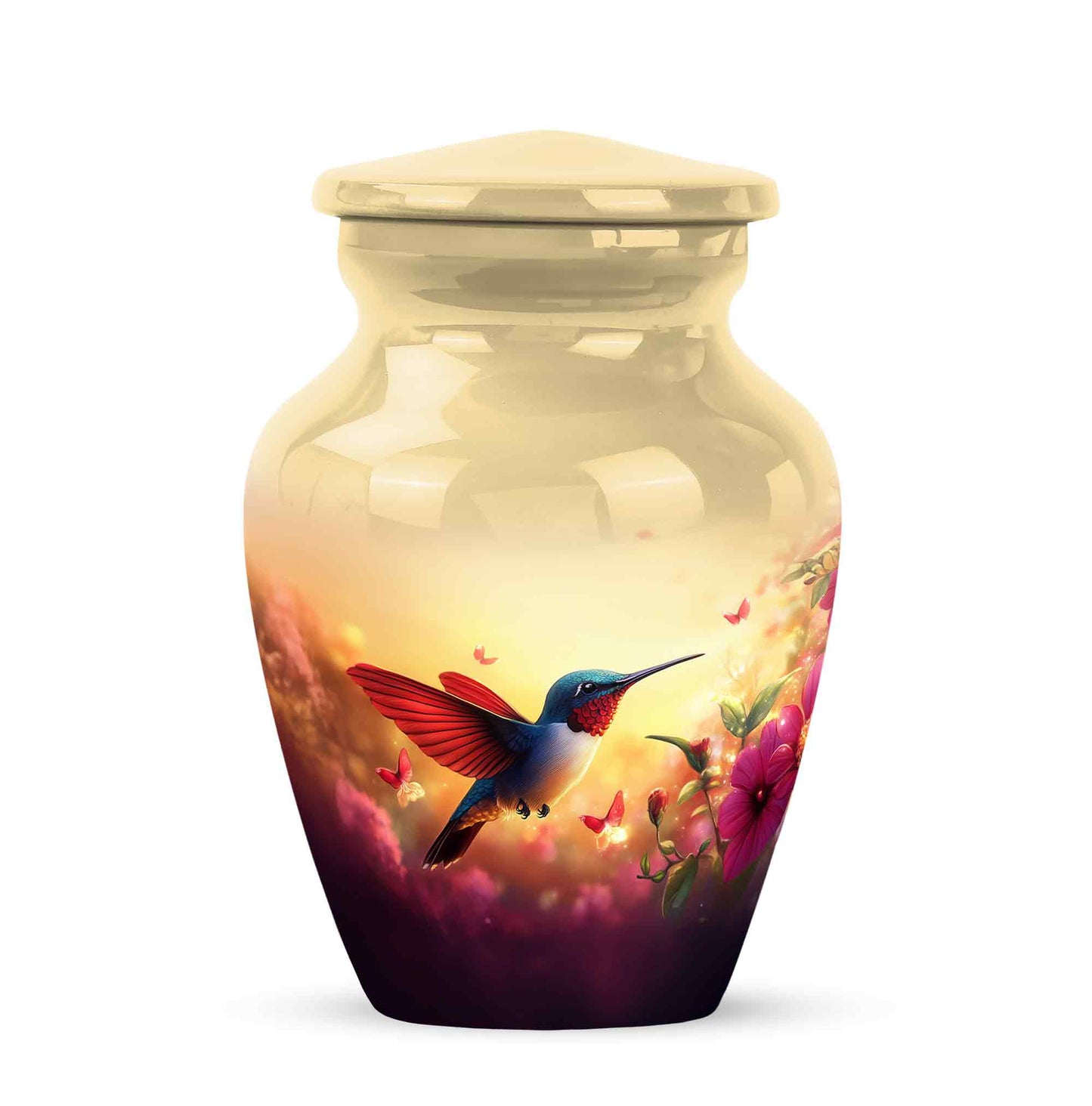 Lustrous Hummingbird Cremation Urns for Human Ashes - Gold 10-inch - Yatskia