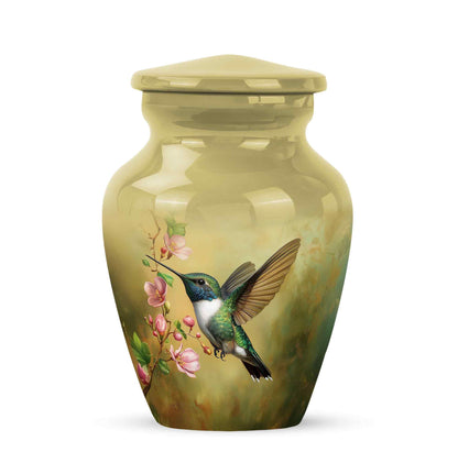 Gold Hummingbird Comfort Cremation Urns for Human Ashes - 10-inch, 200 cu in - Yatskia