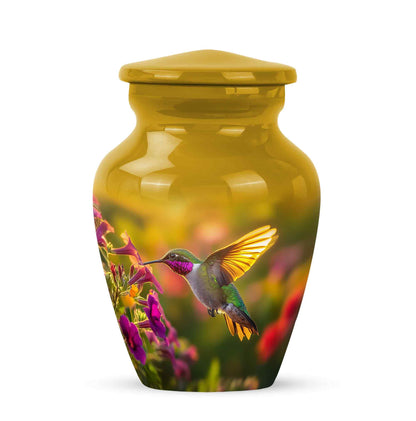 Distinguished Gold Hummingbird Cremation Urn for Ashes - 10-inch, 200 cu in - Yatskia