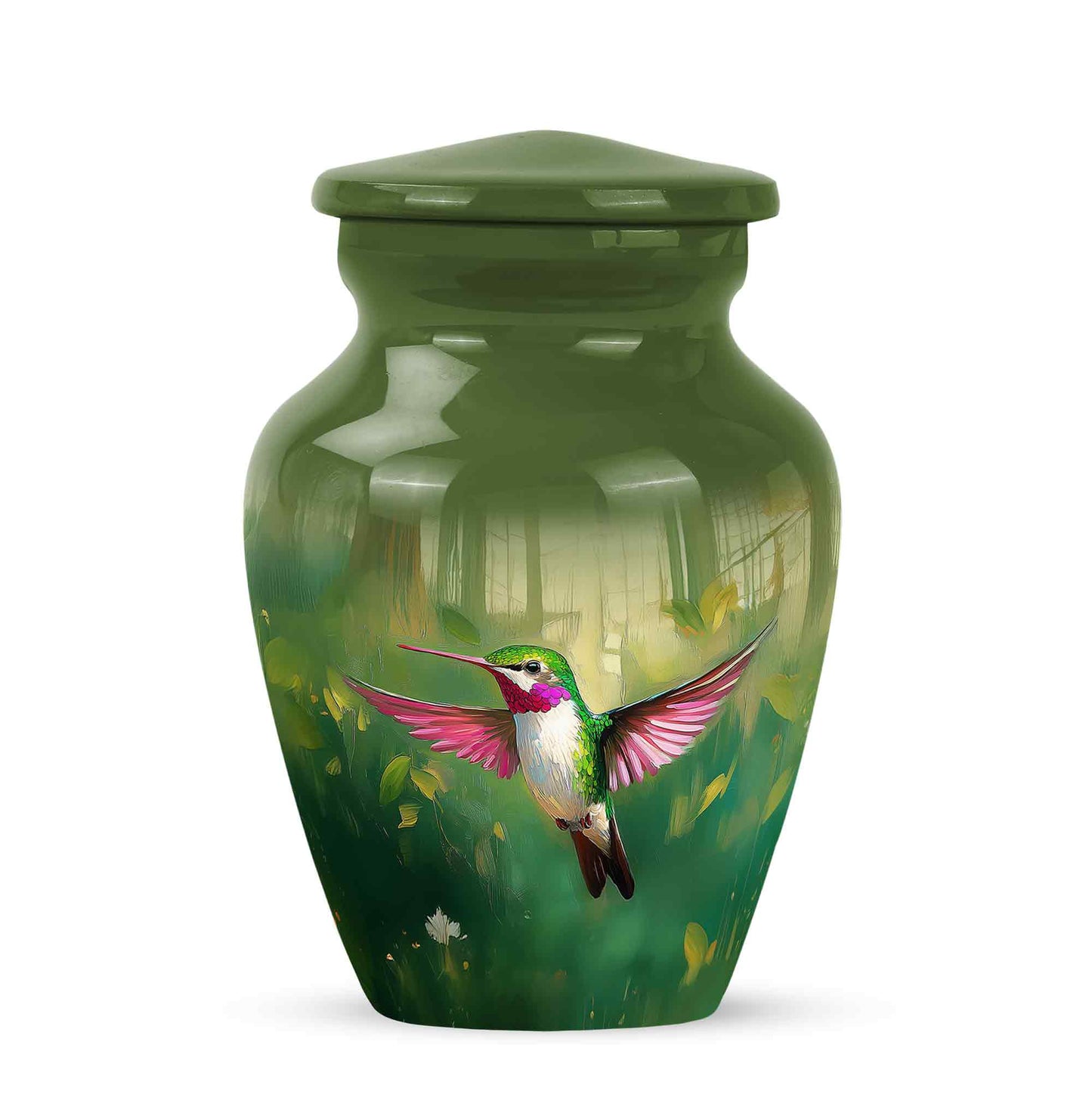 Hallowed Hummingbird Cremation Urns for Human Ashes - Green 10-inch - Yatskia