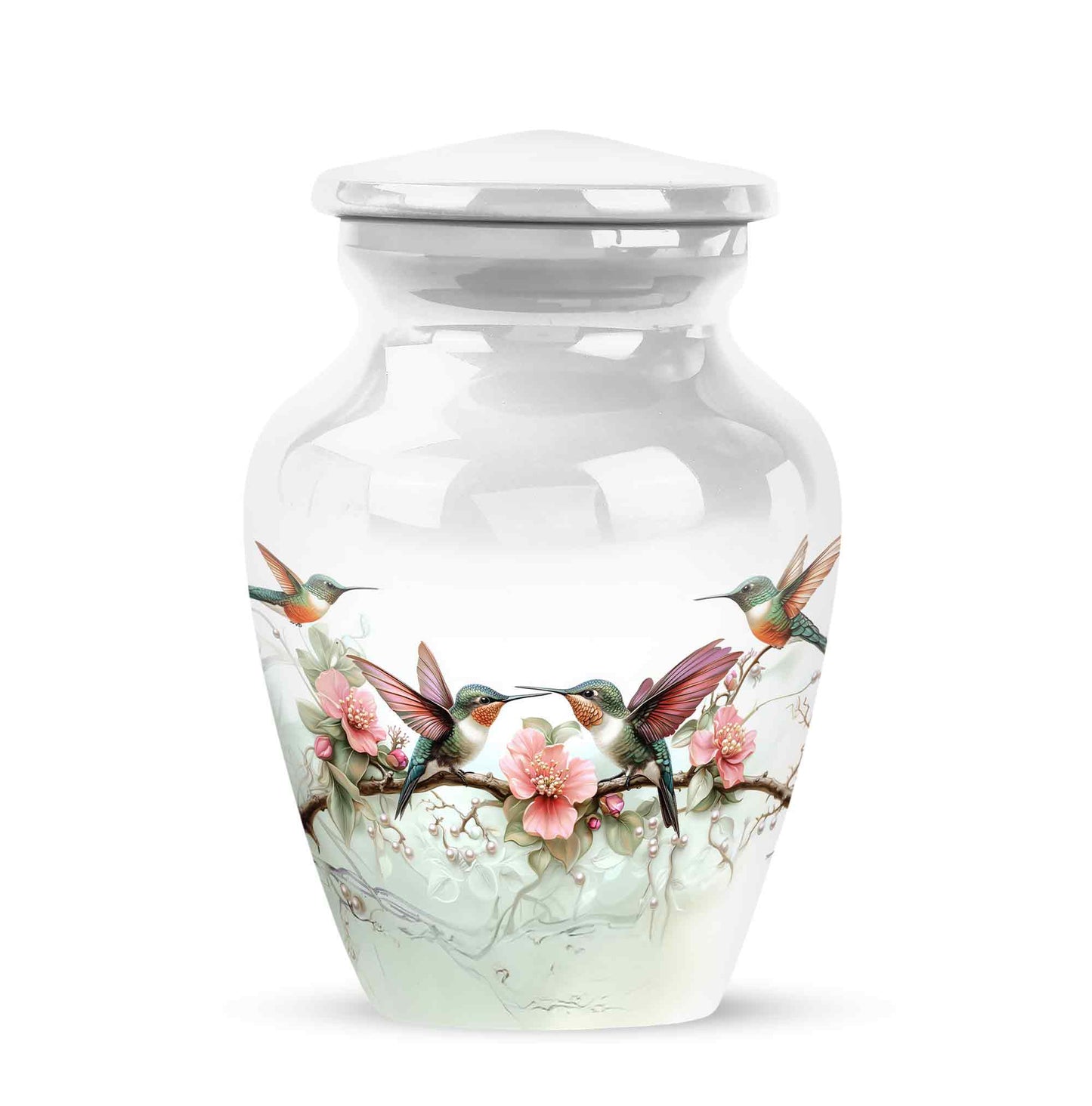 Personalized Hummingbird Cremation Urns - Wondrous Silver 10-inch, 200 cu in - Yatskia