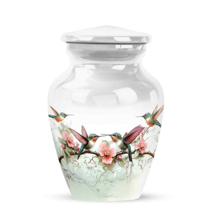 Personalized Hummingbird Cremation Urns - Wondrous Silver 10-inch, 200 cu in - Yatskia