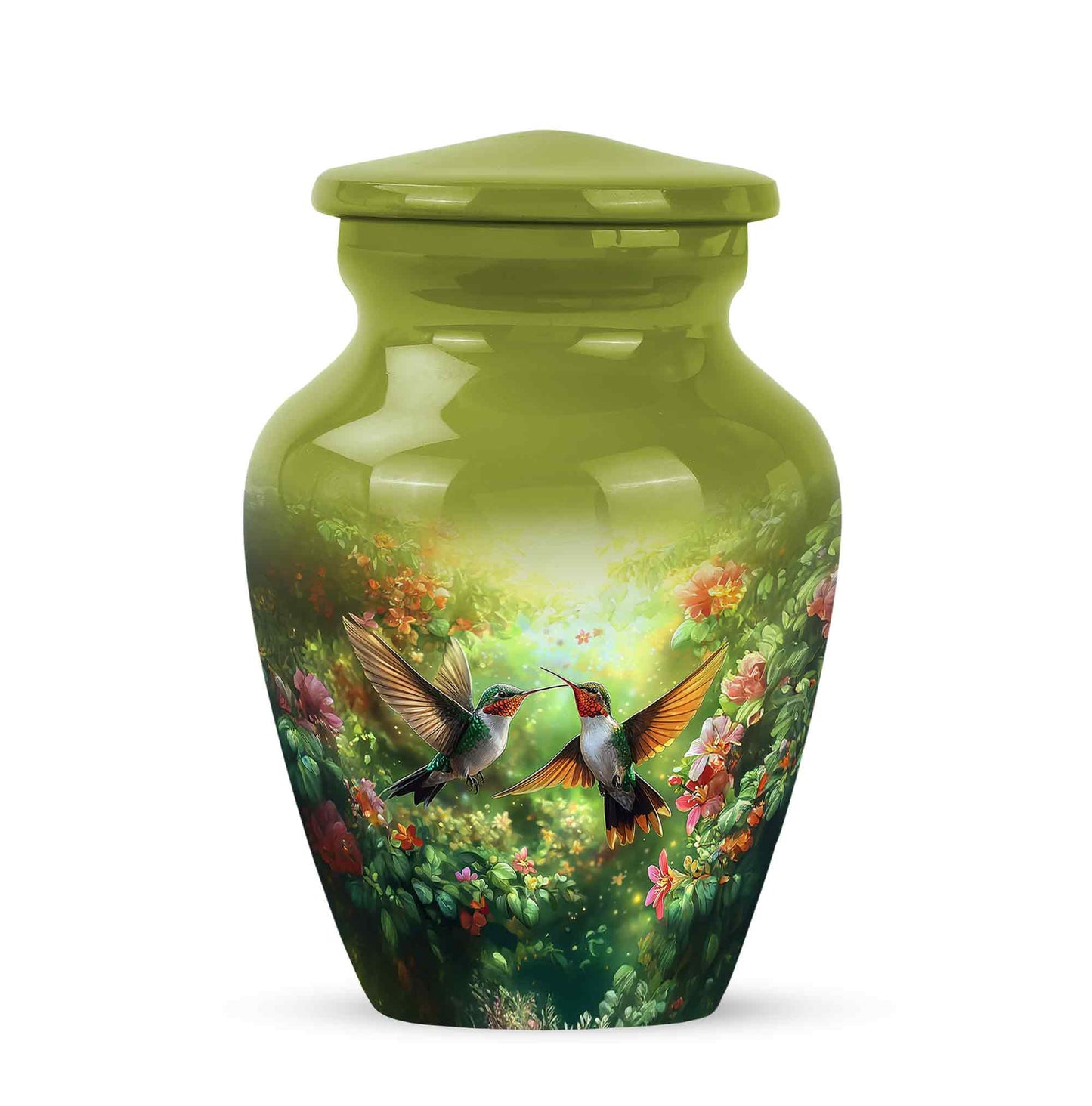 Personalized Hummingbird Cremation Urns - Soothing Yellow 10-inch, 200 cu in - Yatskia