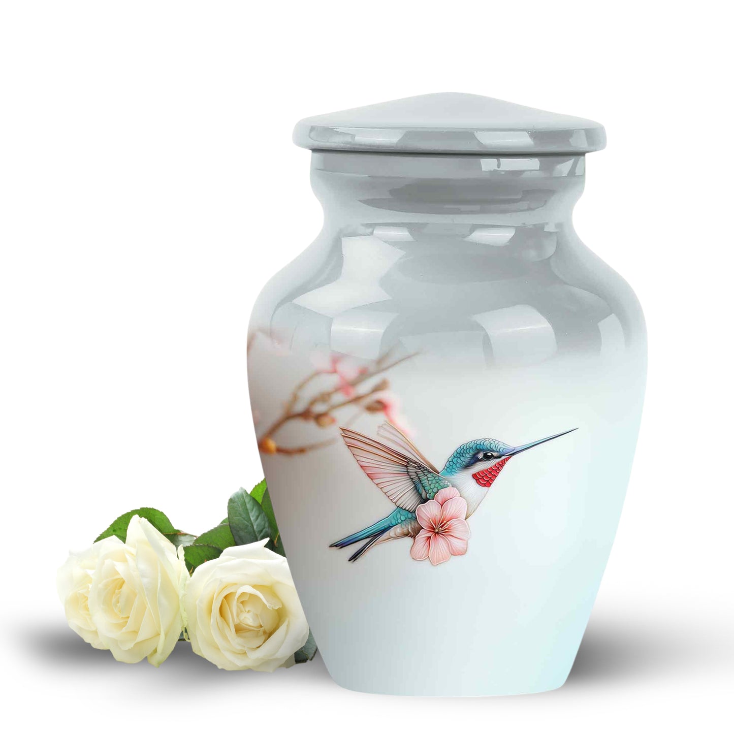 Sublime Hummingbird Cremation Urns for Human Ashes - Silver 10-inch - Yatskia