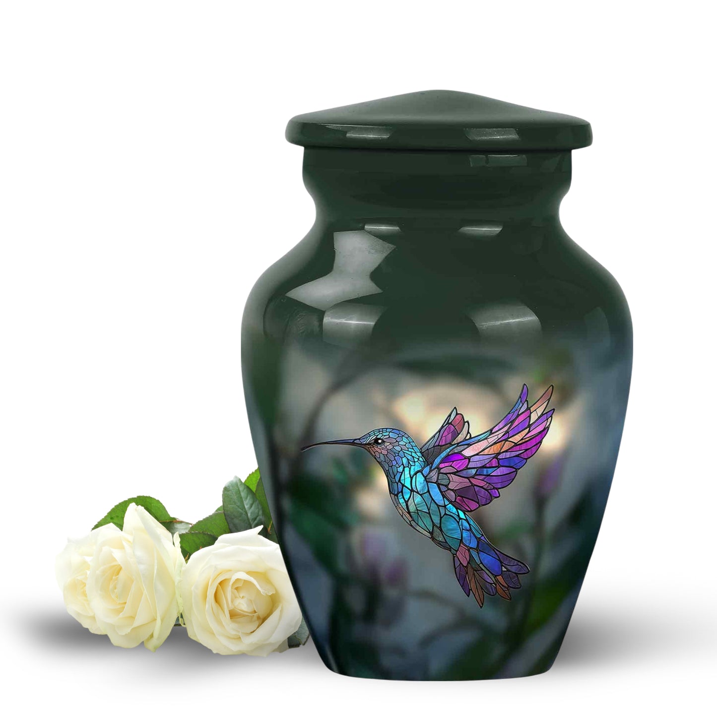 Divine Green Hummingbird Cremation Urn for Ashes - 10-inch, 200 cu in - Yatskia