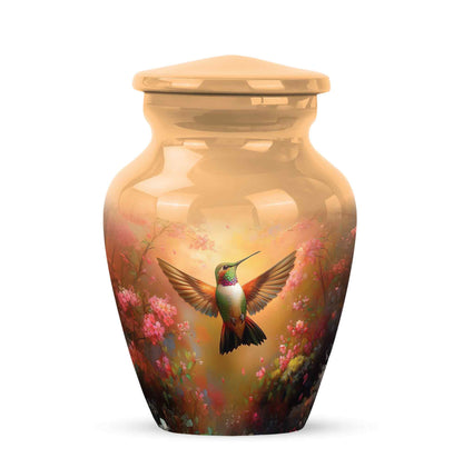 Gold Exquisite Hummingbird Memorial Urn for Ashes - 10-inch, 200 cu in - Yatskia