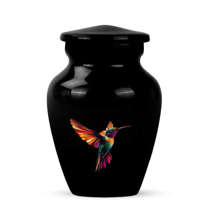 Black Hummingbird Embrace Cremation Urns for Human Ashes - 10-inch, 200 cu in - Yatskia