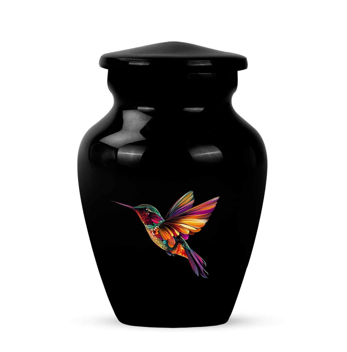Personalized Hummingbird Cremation Urns - Eminent Black 10-inch, 200 cu in - Yatskia
