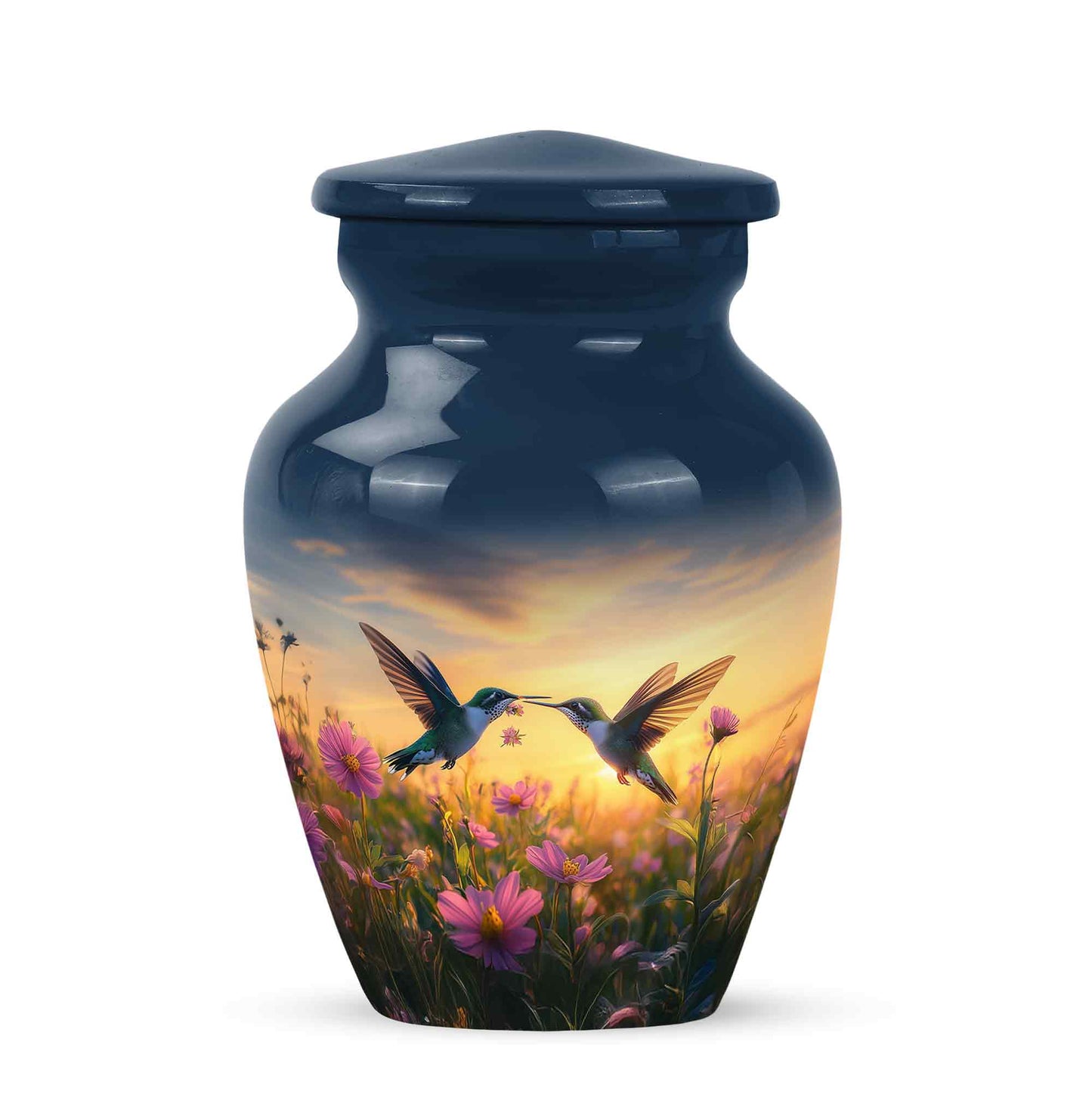 Personalized Elegant Hummingbird Cremation Urns - Blue 10-inch, 200 cu in - Yatskia