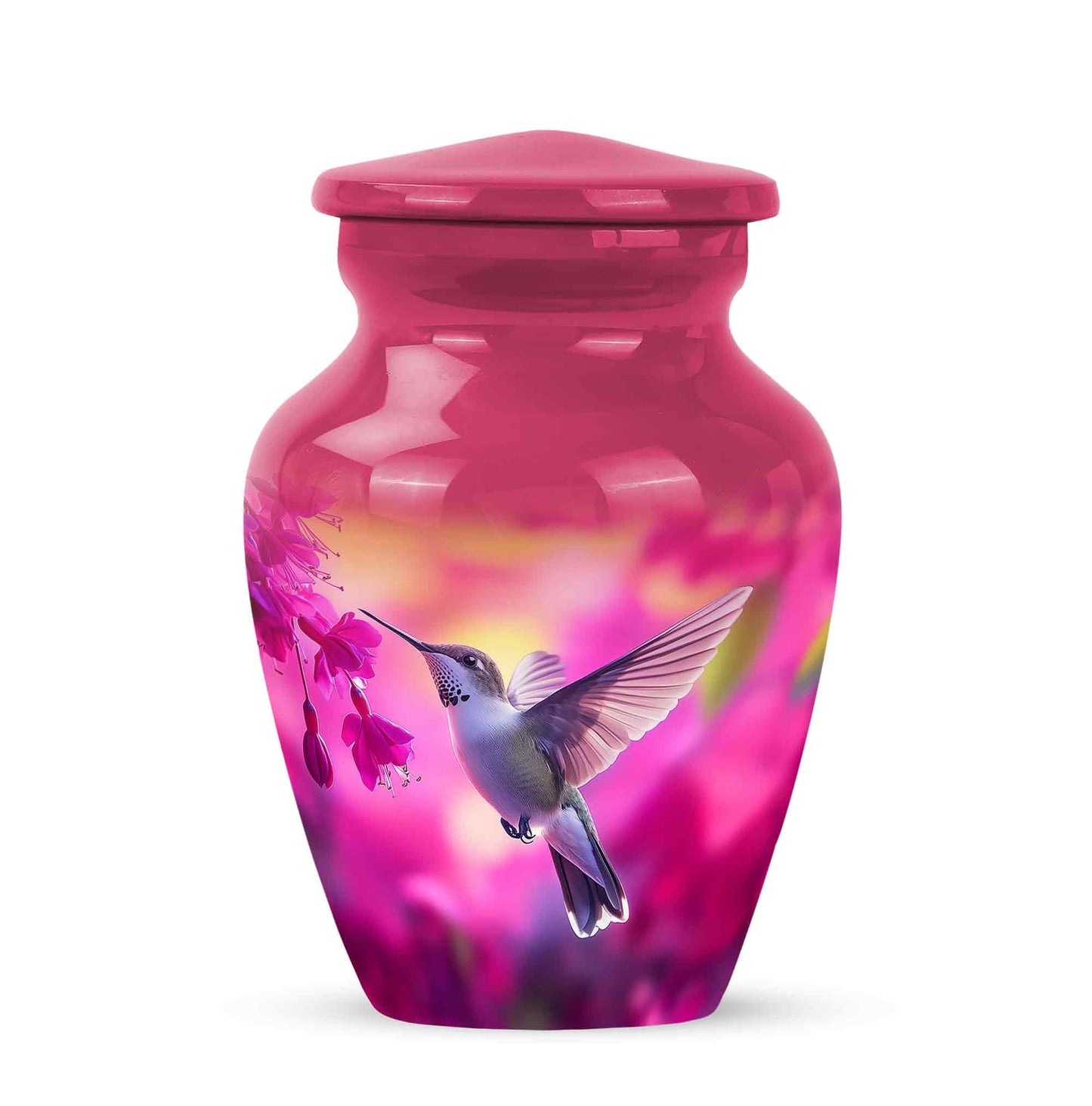 Resplendent Pink Hummingbird Cremation Urn for Ashes - 10-inch, 200 cu in - Yatskia
