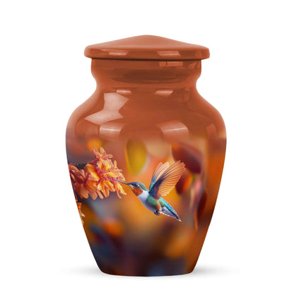 Gold Sacred Hummingbird Cremation Urns for Human Ashes - 10-inch, 200 cu in - Yatskia