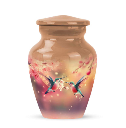 Gold Breathtaking Hummingbird Memorial Urn for Ashes - 10-inch, 200 cu in - Yatskia
