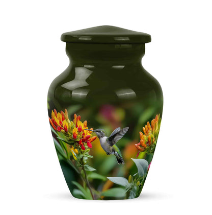 Personalized Seraphic Hummingbird Cremation Urns - Yellow 10-inch, 200 cu in - Yatskia