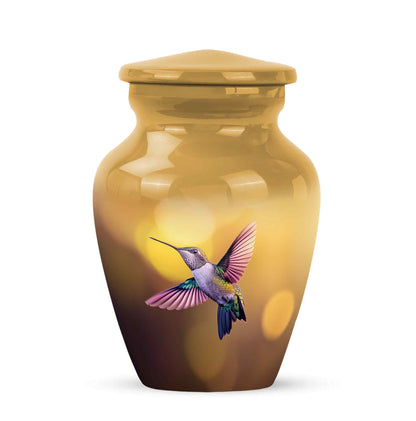Gold Serene Hummingbird Memorial Urn for Ashes - 10-inch, 200 cu in - Yatskia