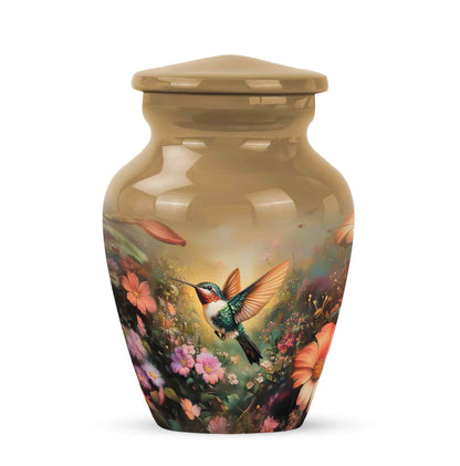 Gold Stately Hummingbird Cremation Urns for Human Ashes - 10-inch, 200 cu in - Yatskia