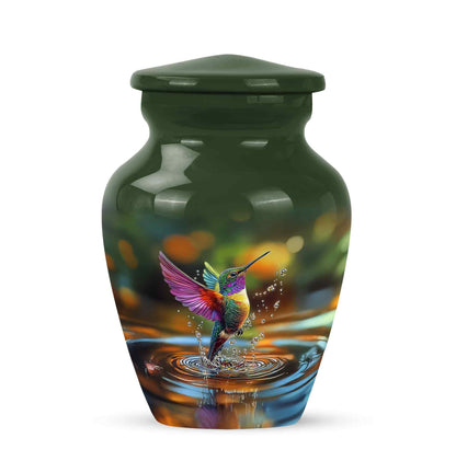 Green Breathtaking Hummingbird Memorial Urn for Ashes - 10-inch, 200 cu in - Yatskia