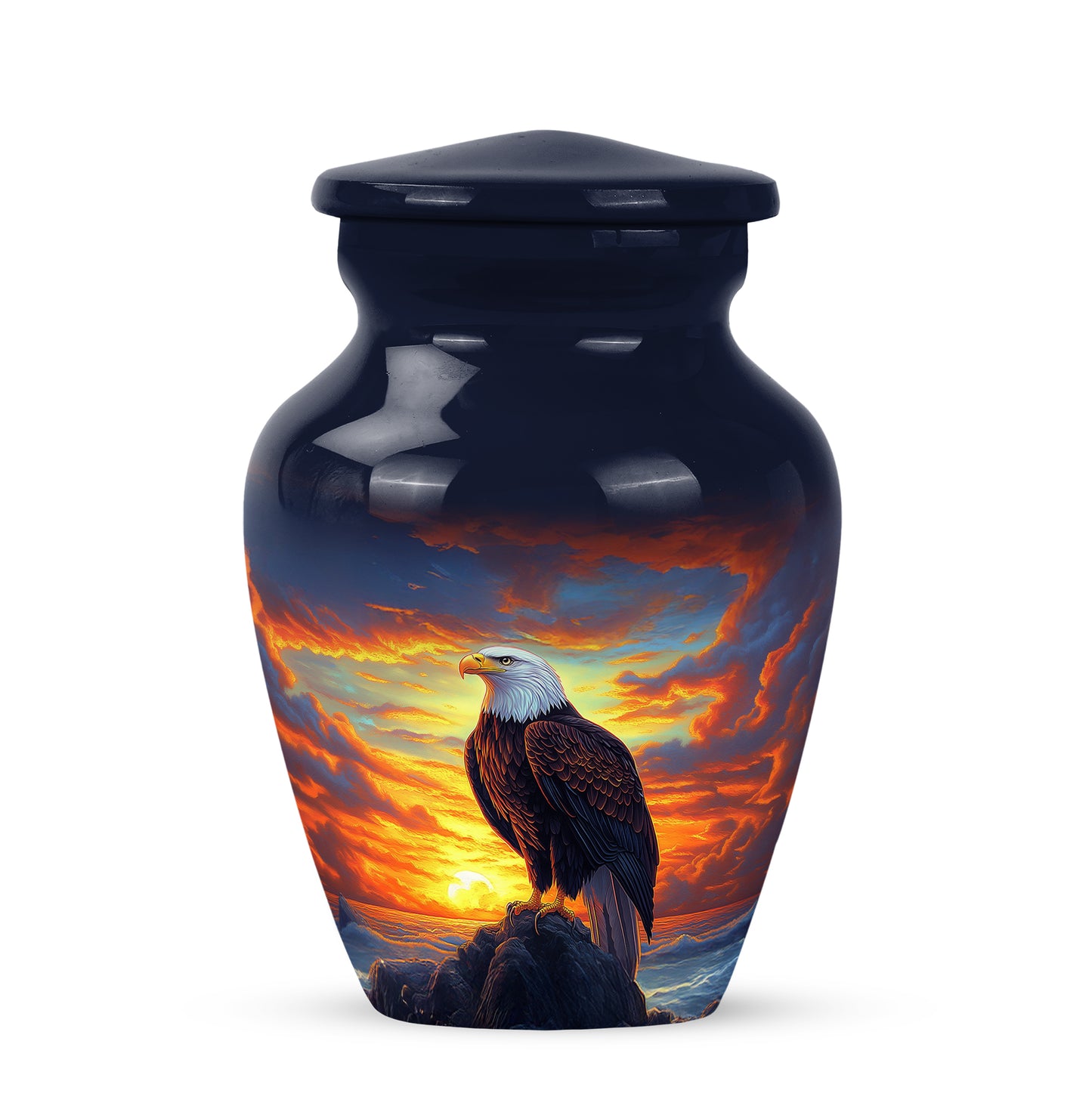 Stunning Blue Eagle Heritage Urn for Human Ashes - 10-inch, 200 cu in - Yatskia