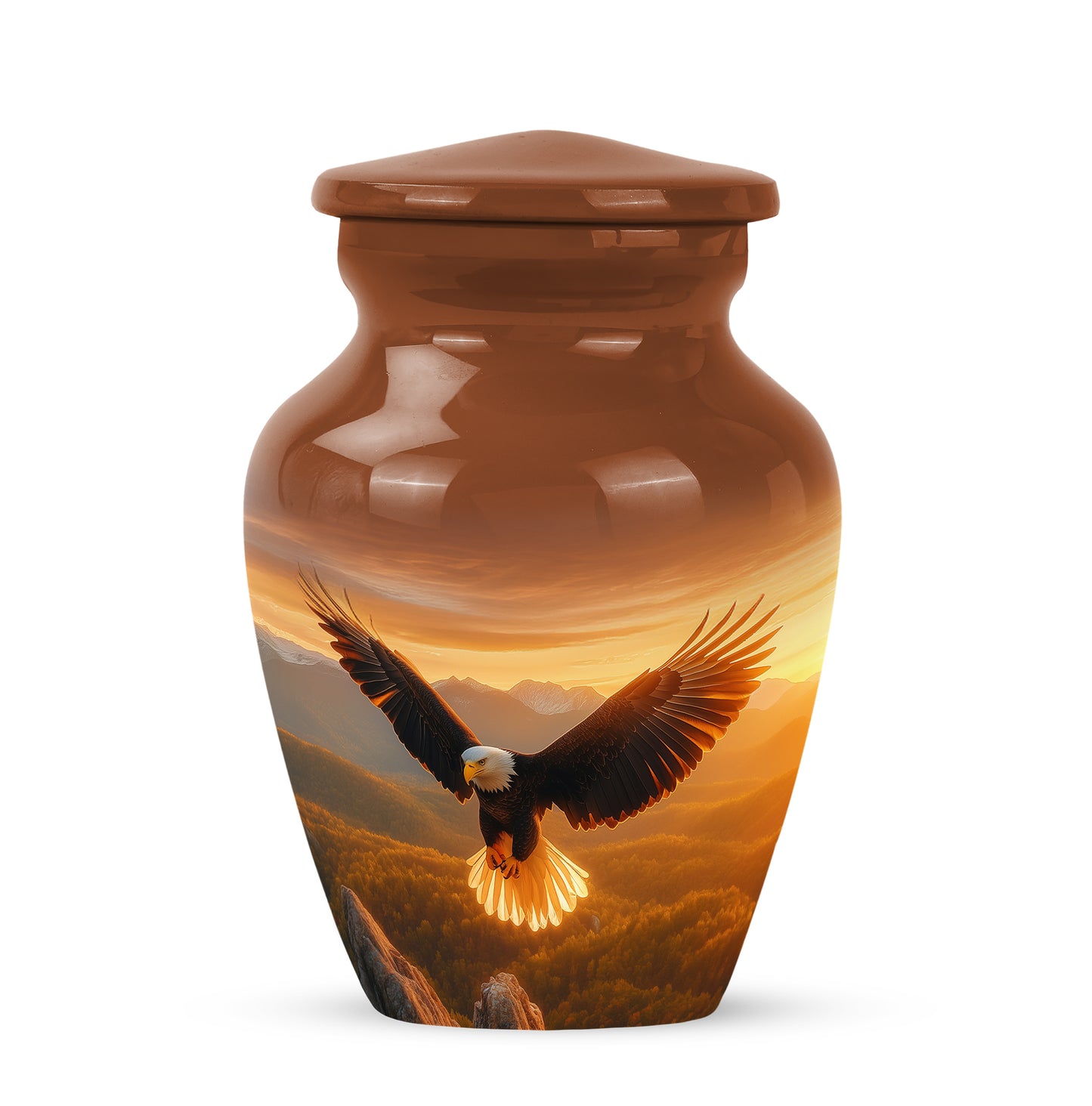 Radiant Eagle Memorial Cremation Urns - Gold 10-inch, 200 cu in - Yatskia