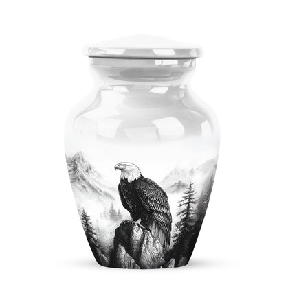 Personalized Silver Revered Eagle Cremation Urns for Human Ashes - 10-inch, 200 cu in - Yatskia
