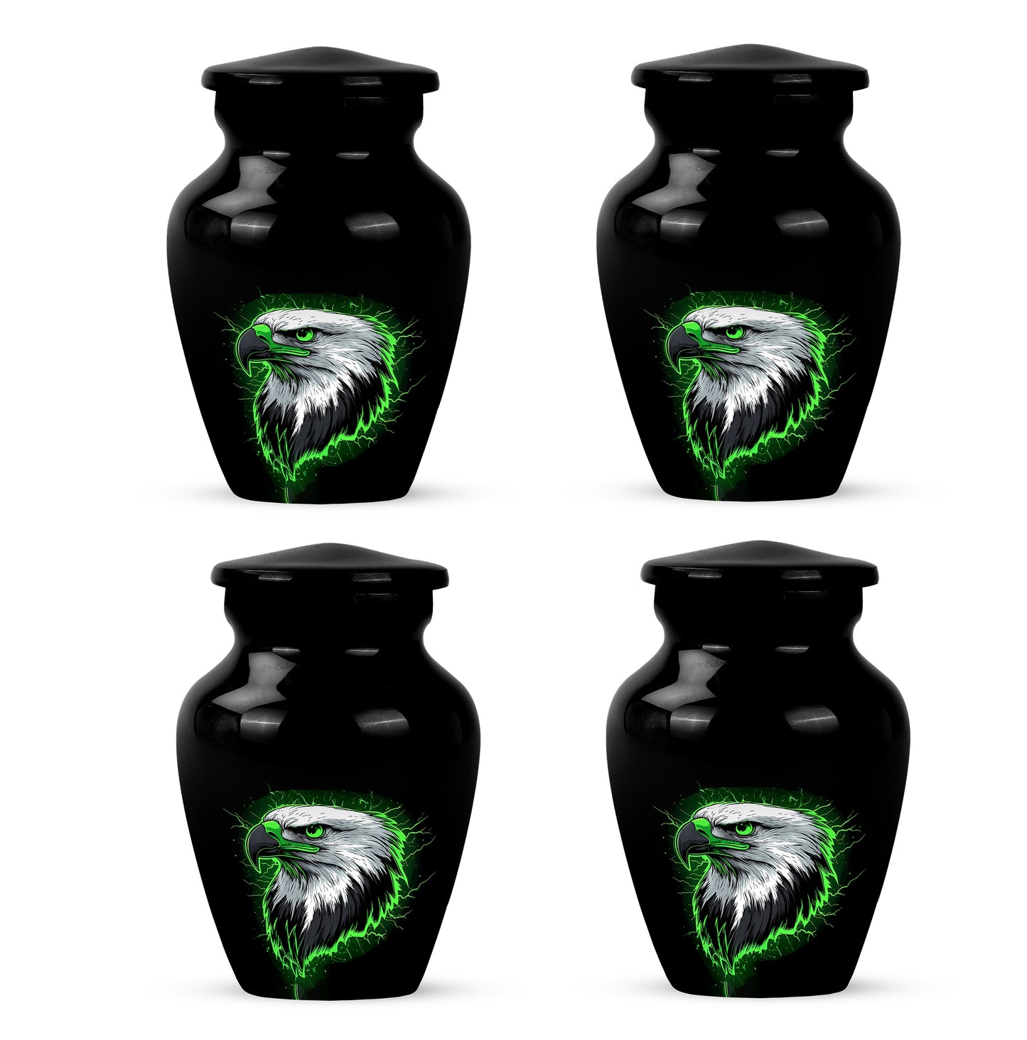 Ebony Eagle Cremation Urn side profile showing urn shape - timeless eagle motif etched into premium metal - 10 inch aluminum urn for cremated remains