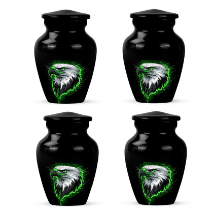 Ebony Eagle Cremation Urn side profile showing urn shape - timeless eagle motif etched into premium metal - 10 inch aluminum urn for cremated remains