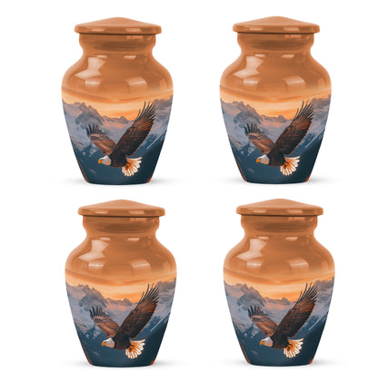 Burnished Gold Eagle Cremation Urn side profile showing urn shape - elegant classic eagle relief with fine detailing - 10 inch aluminum urn for cremated remains