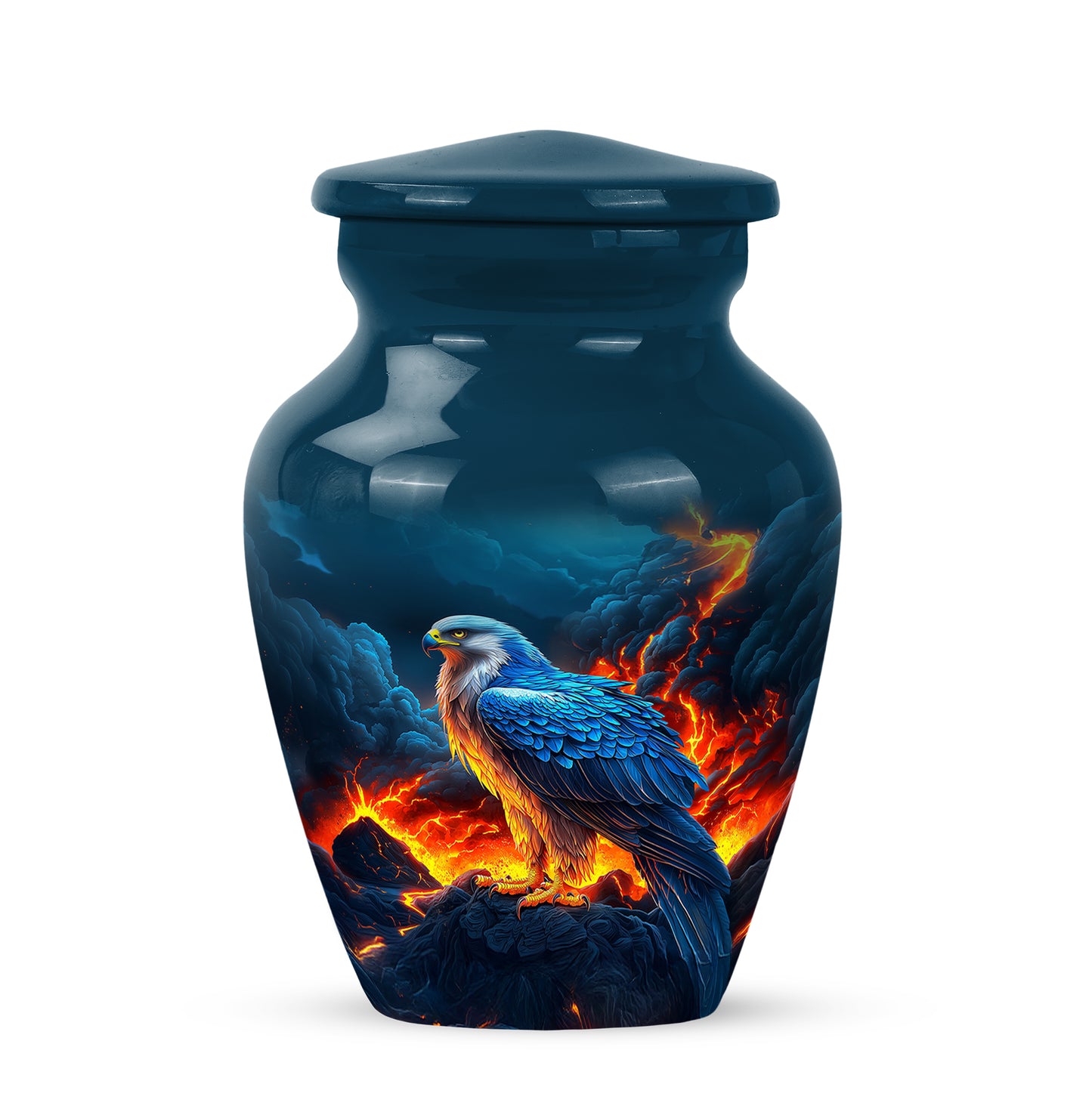 Blue Comforting Eagle Memorial Urn for Ashes - 10-inch, 200 cu in - Yatskia
