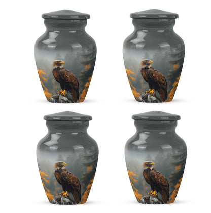 Onyx Black Eagle Cremation Urn side profile showing urn shape - elegant classic eagle relief with fine detailing - 10 inch aluminum urn for cremated remains