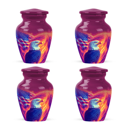 Vintage Pink Eagle Cremation Urn side profile showing urn shape - traditional eagle engraving with hand-polished finish - 10 inch aluminum urn for cremated remains