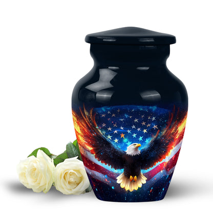 Distinguished Black Eagle Cremation Urn for Ashes - 10-inch, 200 cu in - Yatskia