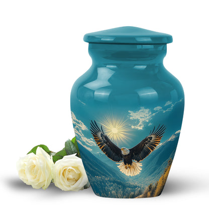 Teal Venerable Eagle Cremation Urns for Human Ashes - 10-inch, 200 cu in - Yatskia
