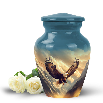 Blue Treasured Eagle Cremation Urns for Human Ashes - 10-inch, 200 cu in - Yatskia