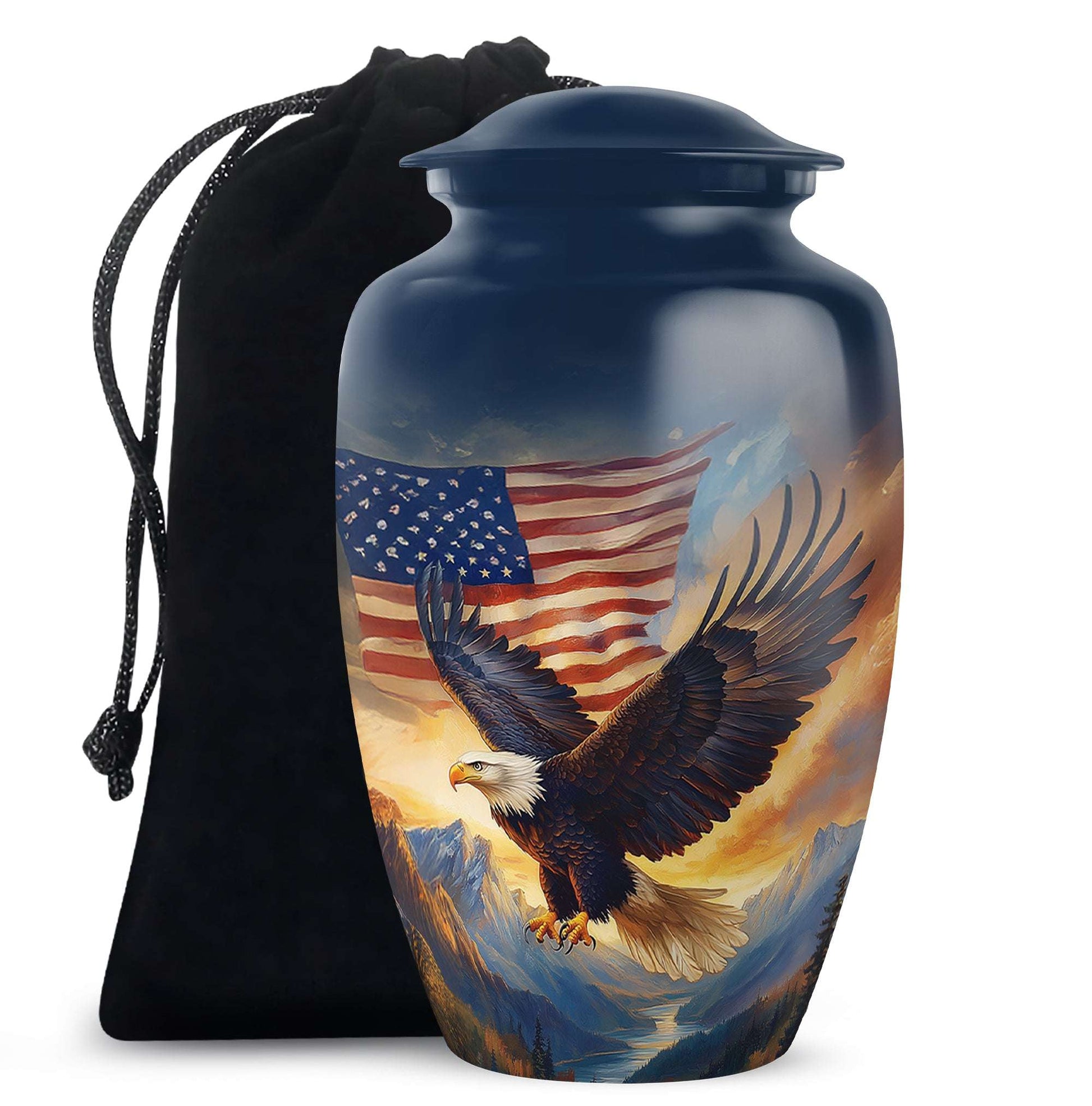 Eagle Cremation Urn for Ashes - American Flag Patriotic Memorial Ashes Keepsake