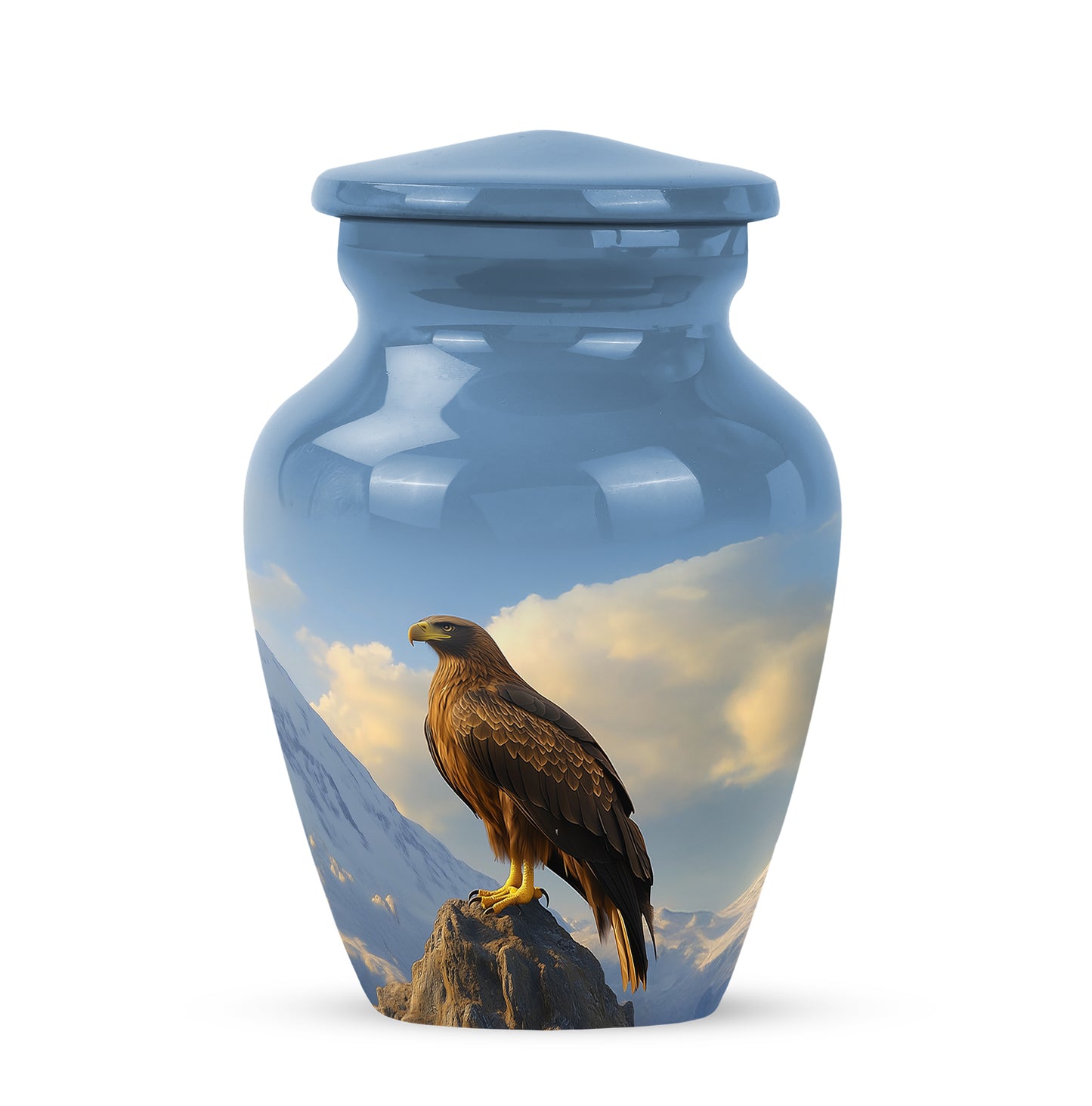 Radiant Eagle Memorial Cremation Urns - Blue 10-inch, 200 cu in - Yatskia
