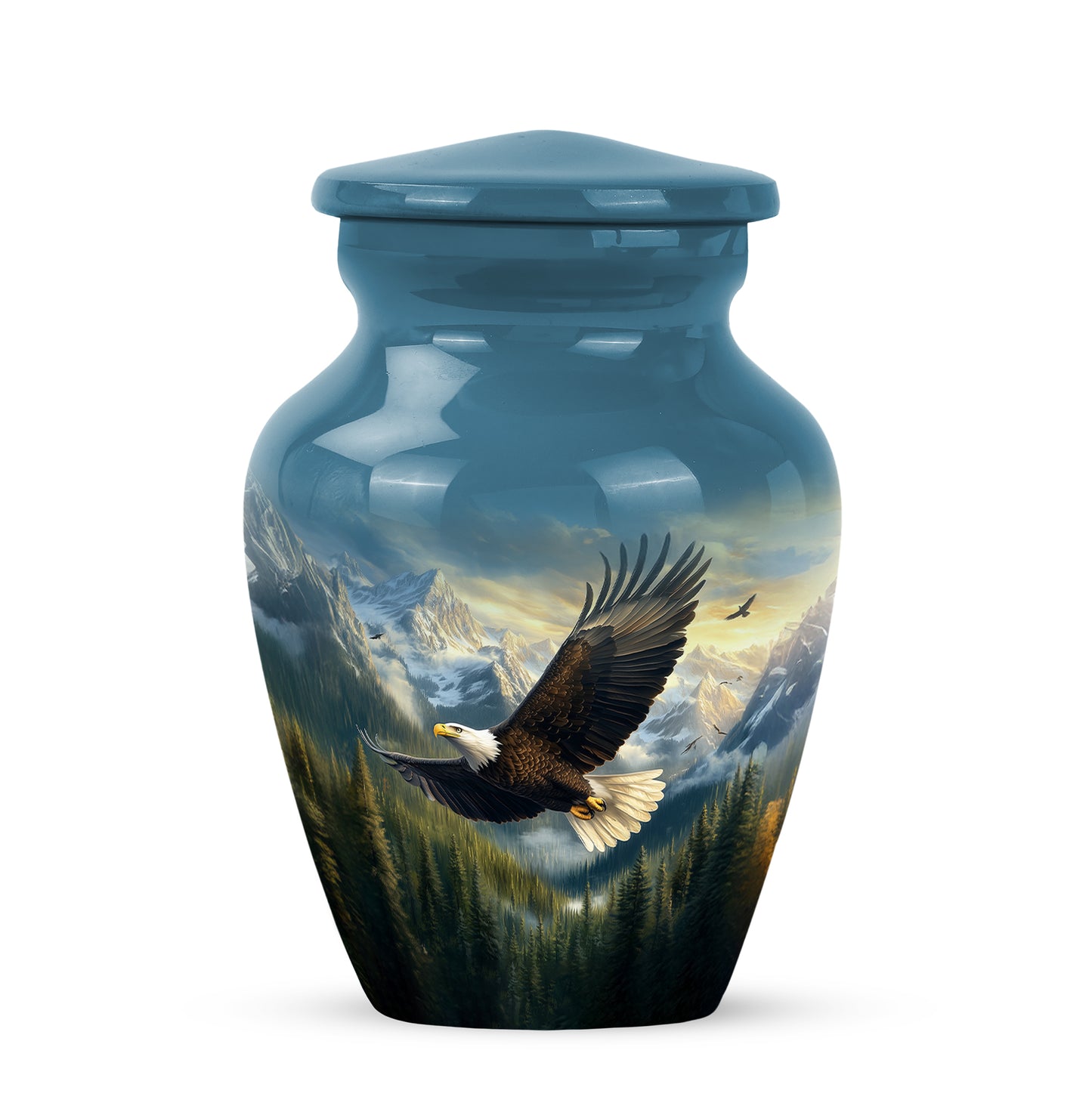 Personalized Eagle Cremation Urns - Wondrous Blue 10-inch, 200 cu in - Yatskia