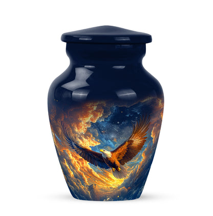 Blue Sacred Eagle Cremation Urns for Human Ashes - 10-inch, 200 cu in - Yatskia