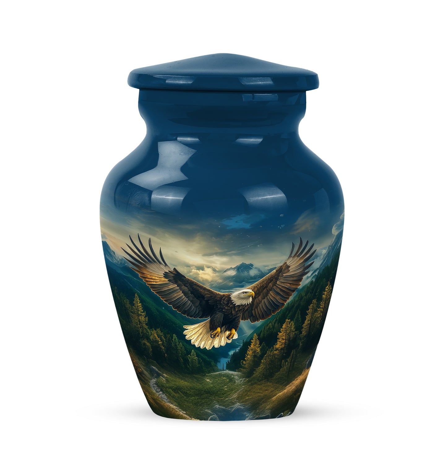 Resplendent Blue Eagle Cremation Urn for Ashes - 10-inch, 200 cu in - Yatskia