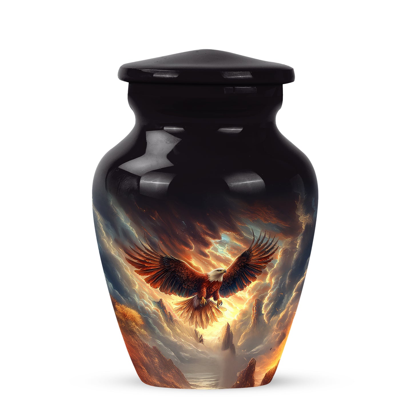 Resplendent Black Eagle Cremation Urn for Ashes - 10-inch, 200 cu in - Yatskia