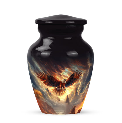 Resplendent Black Eagle Cremation Urn for Ashes - 10-inch, 200 cu in - Yatskia