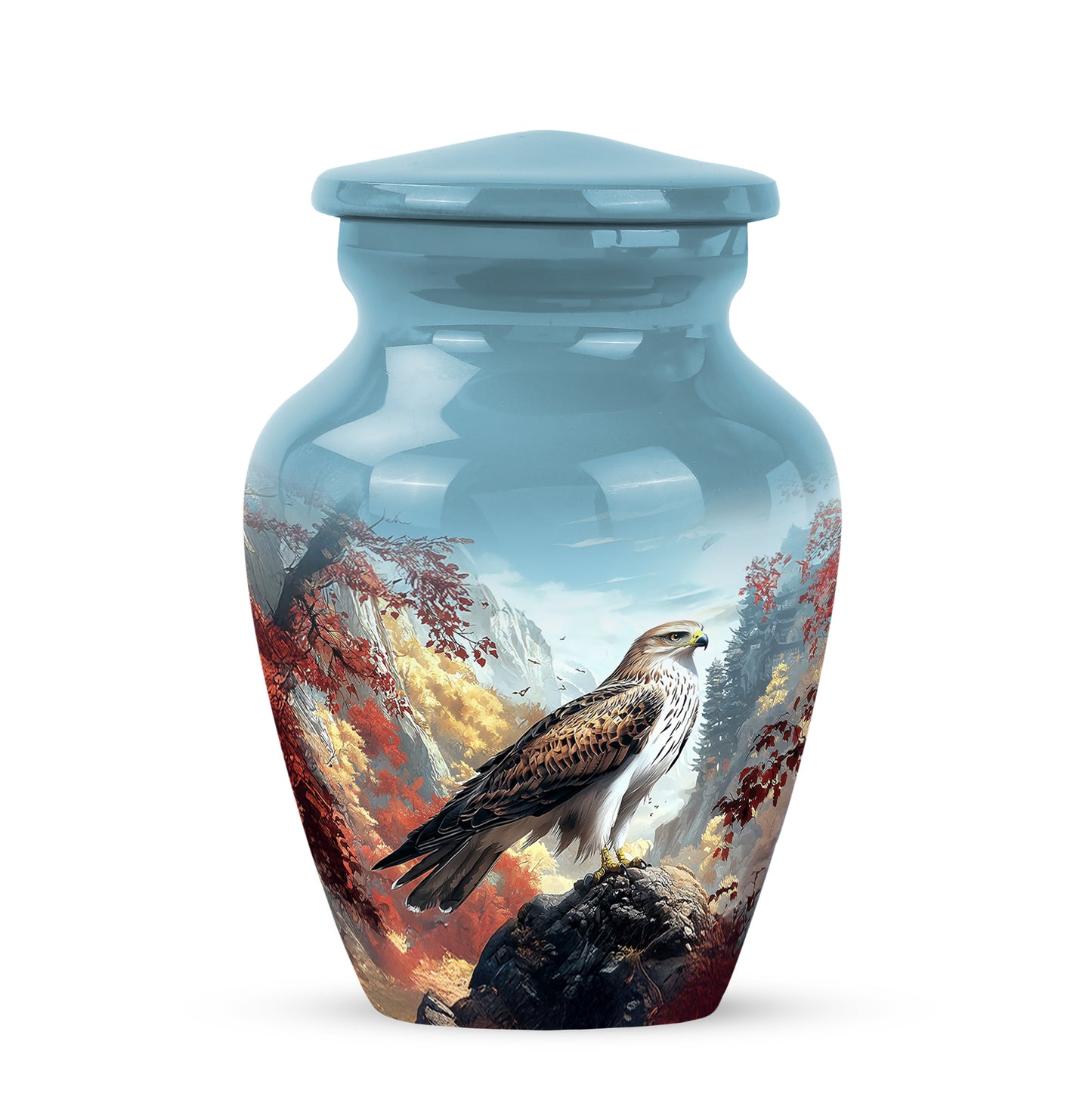 Resplendent Blue Eagle Cremation Urn for Ashes - 10-inch, 200 cu in - Yatskia