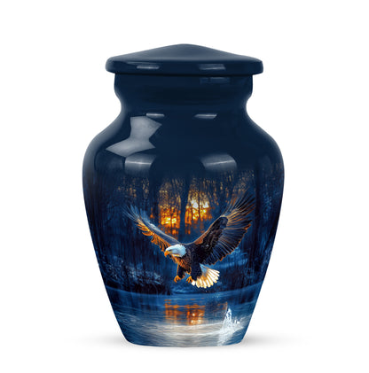 Personalized Eagle Cremation Urns - Wondrous Blue 10-inch, 200 cu in - Yatskia