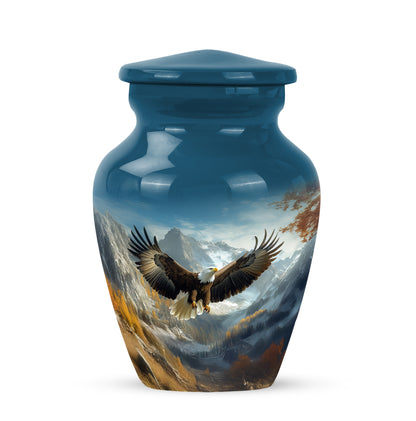 Personalized Blue Revered Eagle Cremation Urns for Human Ashes - 10-inch, 200 cu in - Yatskia