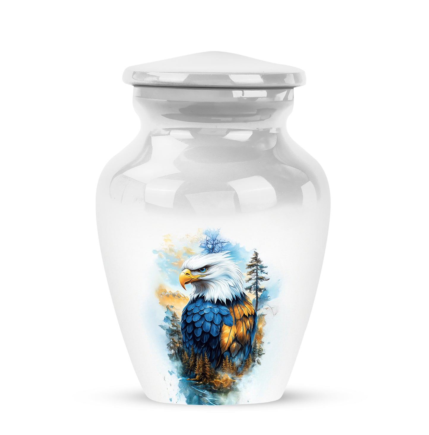 Personalized Elegant Eagle Cremation Urns - Silver 10-inch, 200 cu in - Yatskia